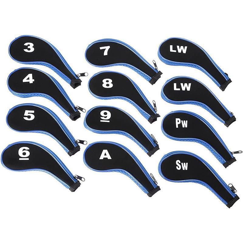 12Pcs Golf Head Cover Iron Putter Driver Headcover Protective Set Club Covers - Red