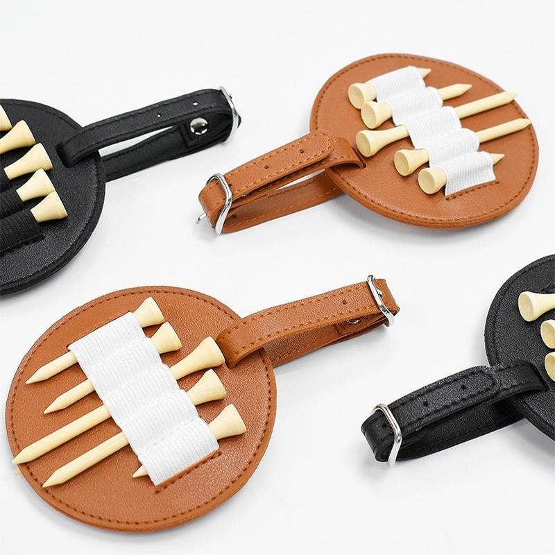 Double-sided Leather Golf Spike Insert Bag - Outdoor Waist Hanging Storage - Double-Sided Black