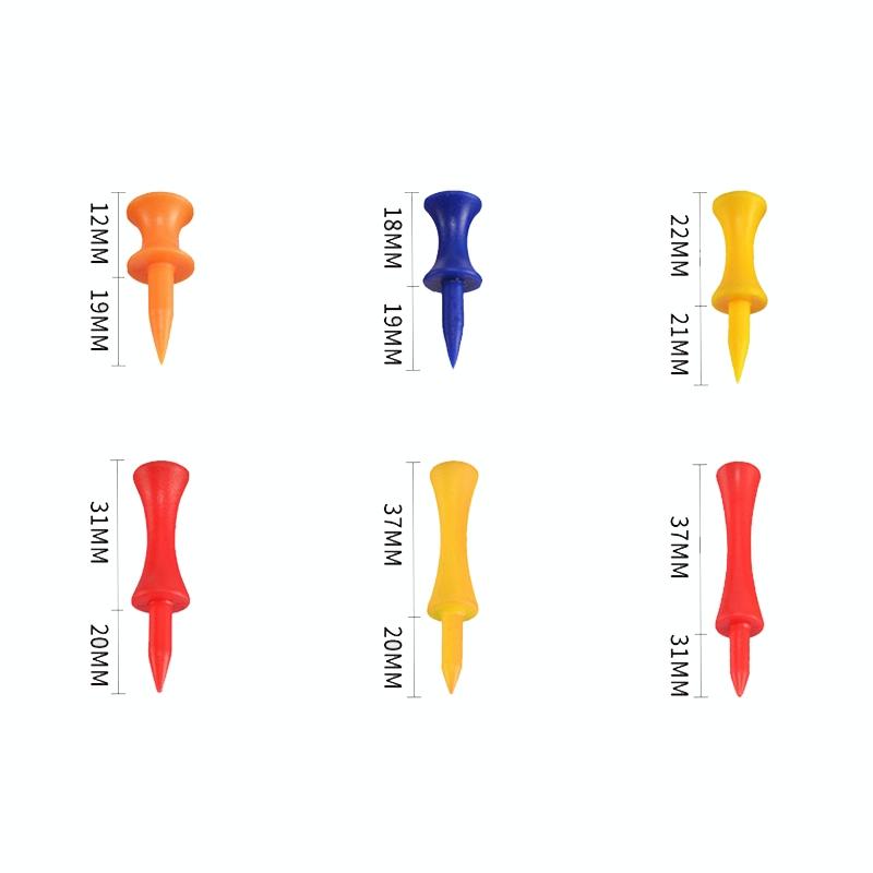 60-piece Golf Plastic Ball Tee Set with Ribbon Needle - 31mm Size