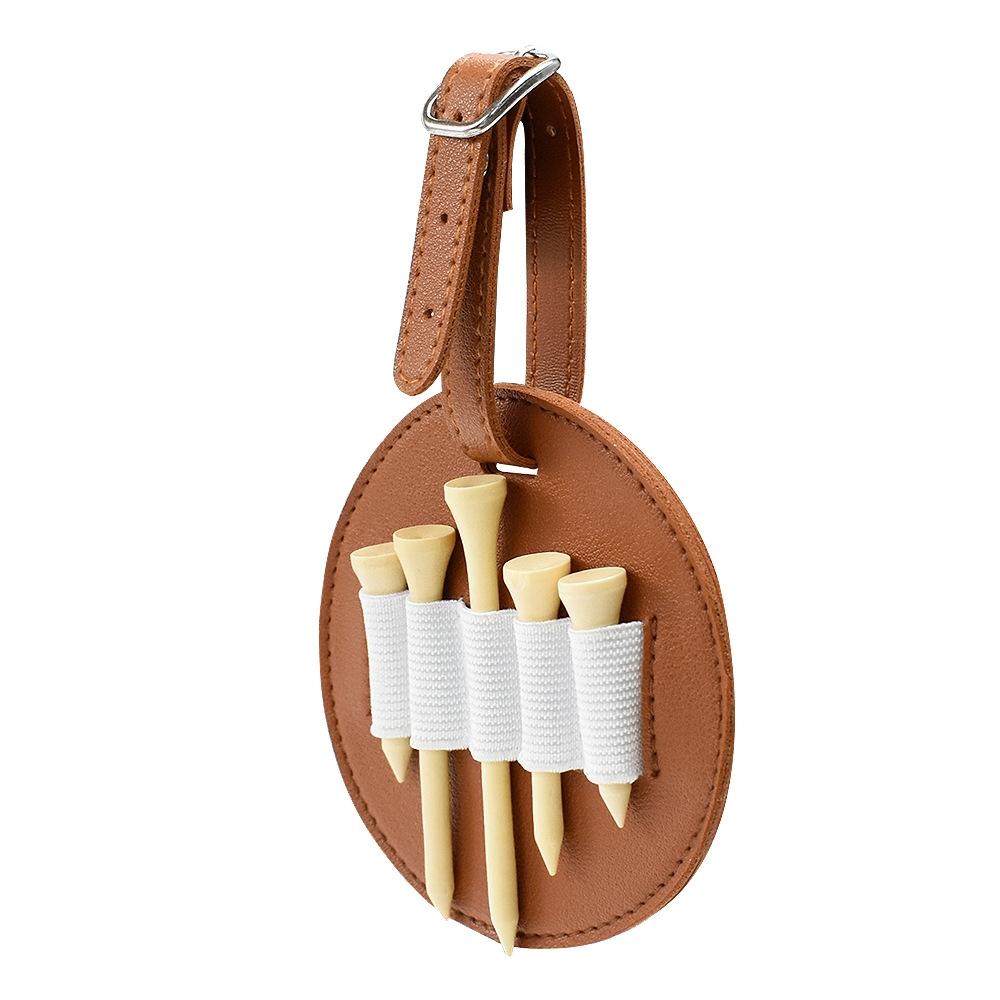Double-sided Leather Golf Spike Insert Bag - Outdoor Waist Hanging Storage - Double-Sided Brown