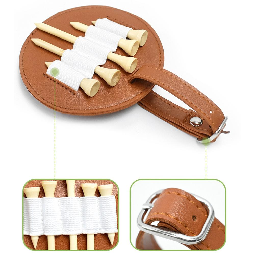 Double-sided Leather Golf Spike Insert Bag - Outdoor Waist Hanging Storage - Single-Sided Brown
