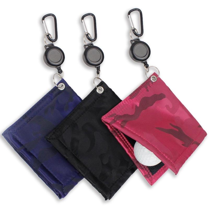 Easy Draw Golf Ball Wipe Cloth - Retractable String - Blue