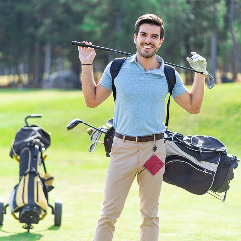 Easy Draw Golf Ball Wipe Cloth - Retractable String - Blue