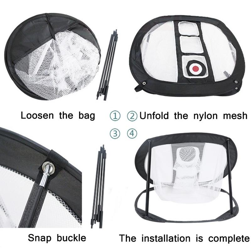 Foldable Square Golf Net for Indoor Practice - Black Red Net