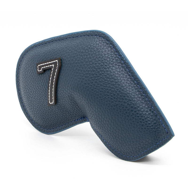 Dark Blue Golf Iron Head Covers Set of 10 - Waterproof PU Leather Club Protectors with Embroidered Numbers (3-9, P, A, S)