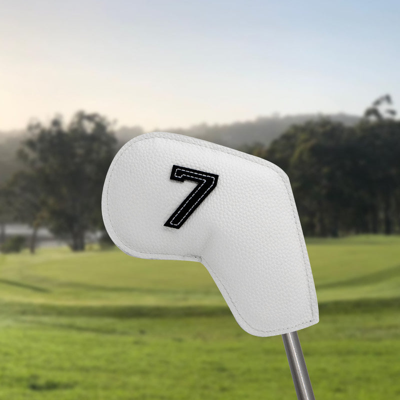 Dark Green Golf Iron Head Covers Set of 10 - Waterproof PU Leather Club Protectors with Embroidered Numbers (3-9, P, A, S)