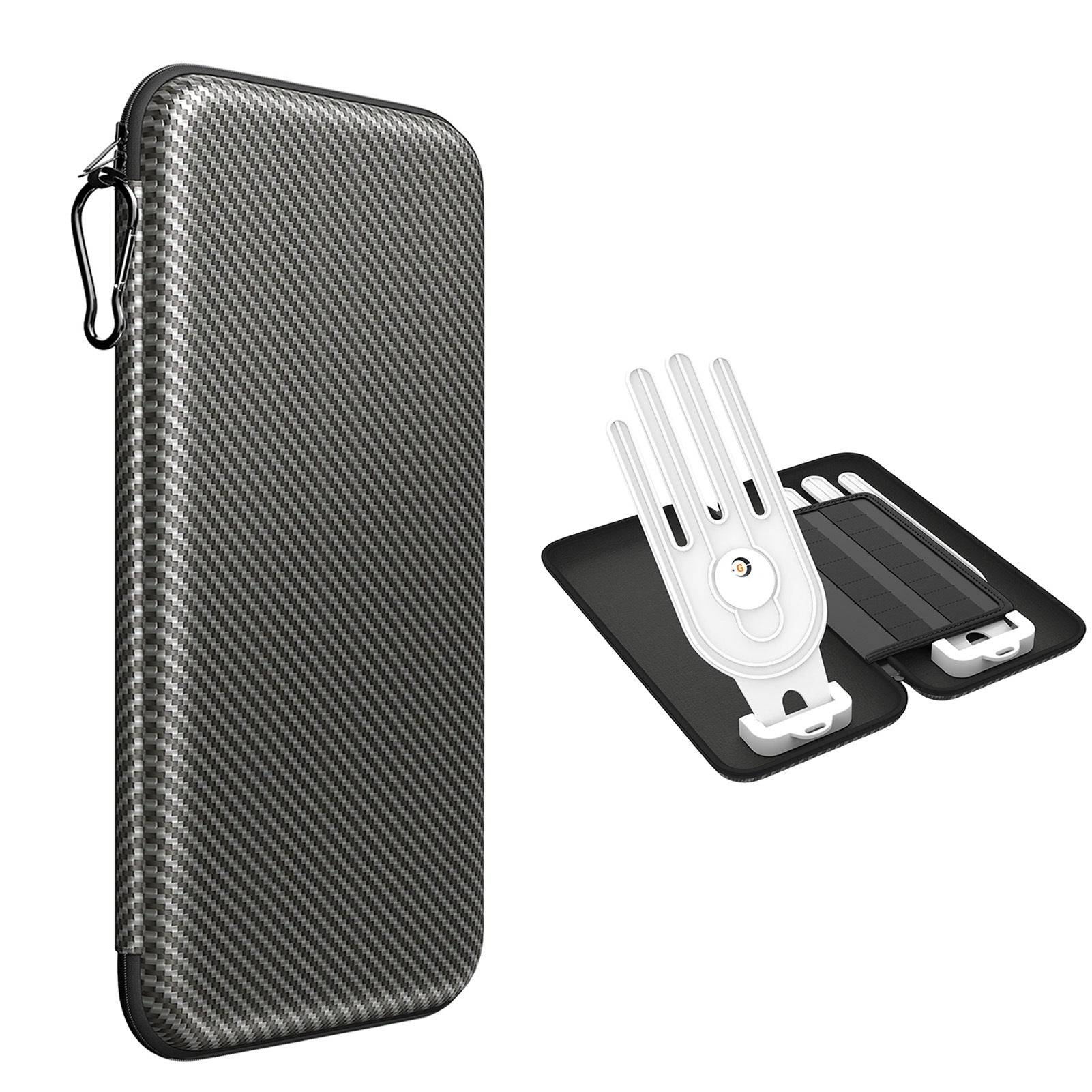 Grey Golf Glove Bag with Dual Glove Support Frame & Hook - Convenient Storage for Tees, Ball Markers and Golf Accessories