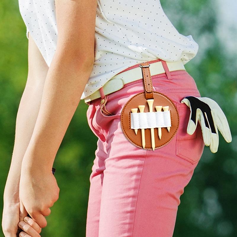 Double-sided Leather Golf Spike Insert Bag - Outdoor Waist Hanging Storage - Double-Sided Brown