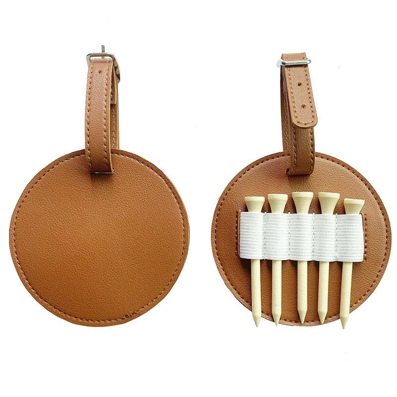 Double-sided Leather Golf Spike Insert Bag - Outdoor Waist Hanging Storage - Double-Sided Brown