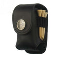 Leather Golf Ball Waist Pouch - Portable Tee Bag for Sports - Black