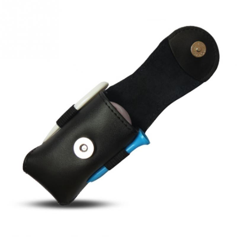 Leather Golf Ball Waist Pouch - Portable Tee Bag for Sports - Black