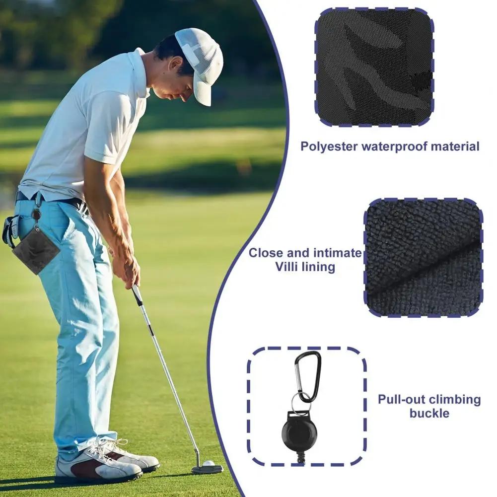 Easy Draw Golf Ball Wipe Cloth - Retractable String - Blue