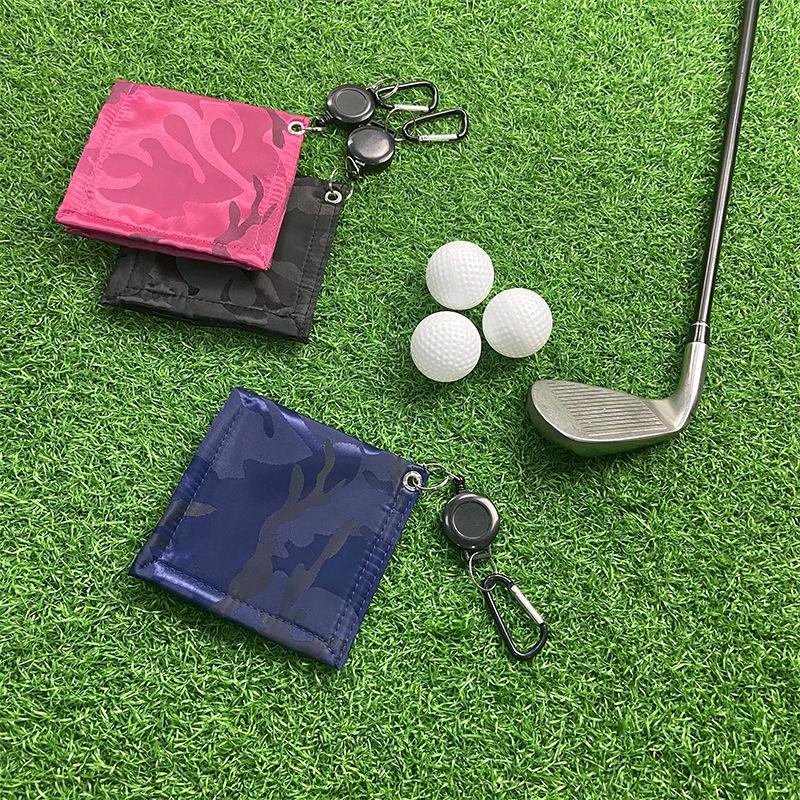 Easy Draw Golf Ball Wipe Cloth - Retractable String - Blue