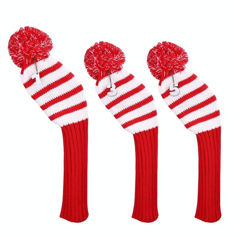 Set of 3 Knitted Golf Club Covers - Red