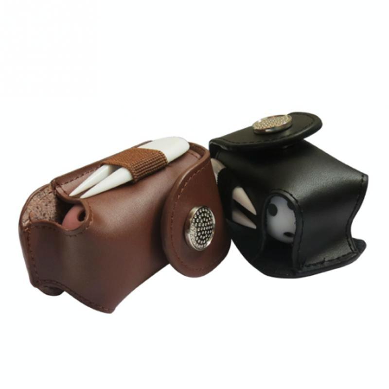Leather Golf Ball Waist Pouch - Portable Tee Bag for Sports - Brown