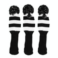 Set of 3 Knitted Golf Club Covers - Black