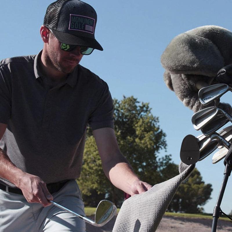 Microfiber Waffle Golf Towel Magnetic For Easy Cleaning - Gray