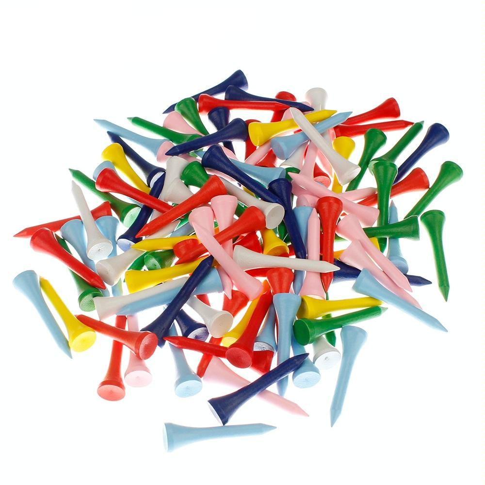 40 Wooden Golf Tees with Ball Holder - 83Mm