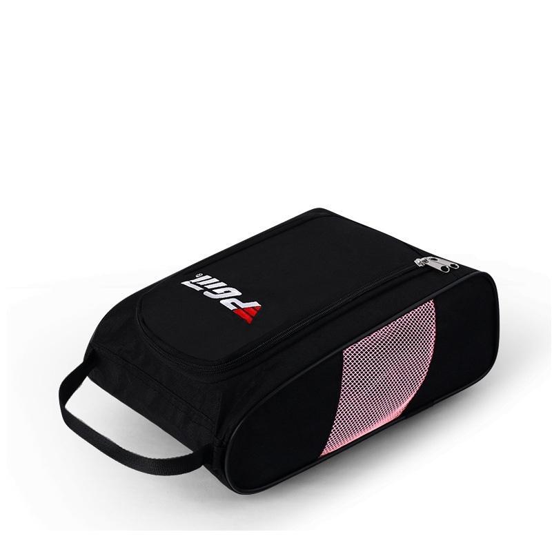 Convenient Breathable Golf Shoe Bag - Durable Nylon - Black Pink