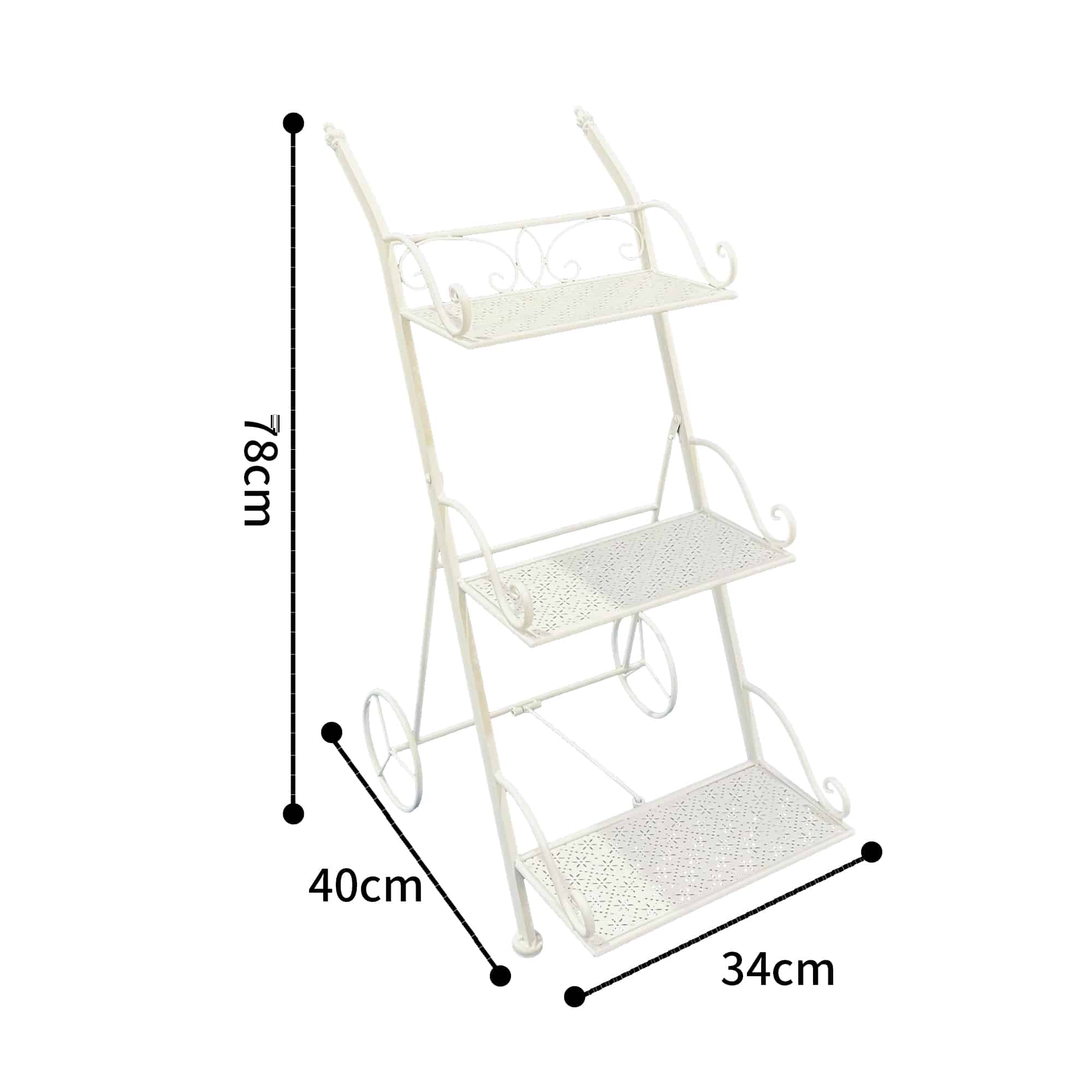 Bordeaux 3 Tier Cart Trolley Plant Stand 78cm