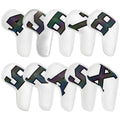 White covers with  Laser numbers, Premium PU Leather Golf Iron Headcover Set (10pcs) | Numbered 4-9, P, S, A, X | Protective Club Covers for Irons