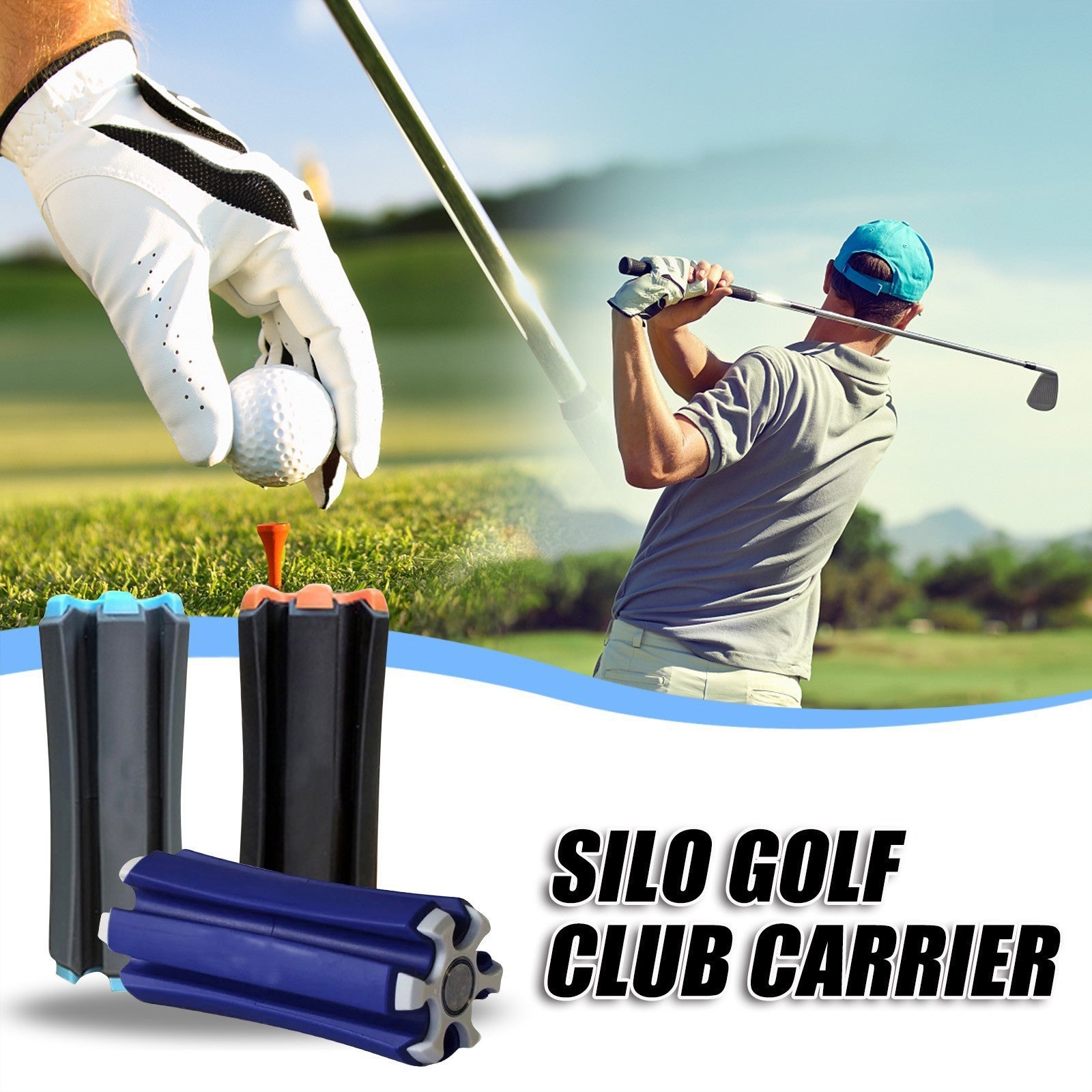 Black And Orange Golf Club Carrier 2-Pack - Durable ABS+PET Golf Club Holder for Secure Storage and Easy Transport