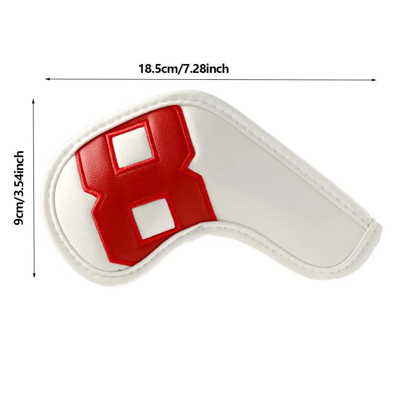 Black Words On White Background PU Leather Golf Iron Headcovers Set (10pcs) - Numbered Protective Club Covers (4-9, P, A, S, L) Universal Fit