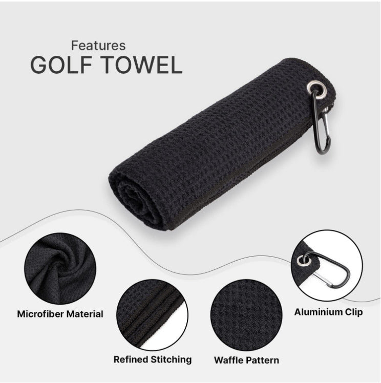 Green Microfiber Waffle Weave Golf Towel Set - 4 Pack (40x60cm) - Ultra Absorbent & Quick Drying