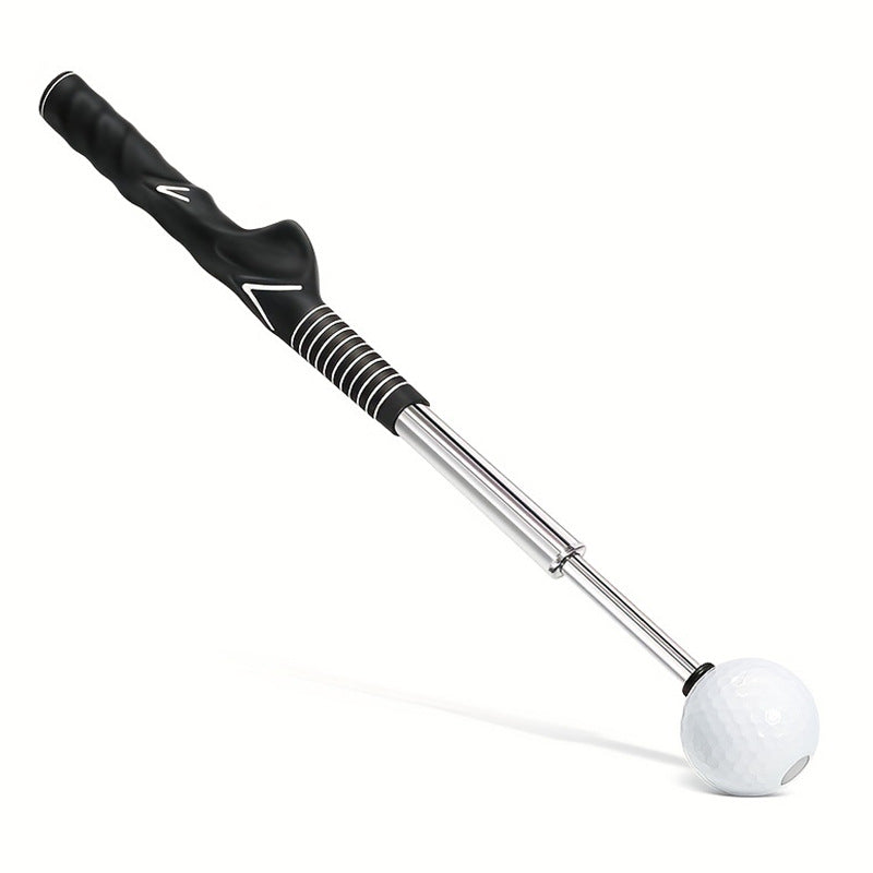 Black Pro Golf Swing Trainer - Extendable with Audible Click & Corrective Grip Aid