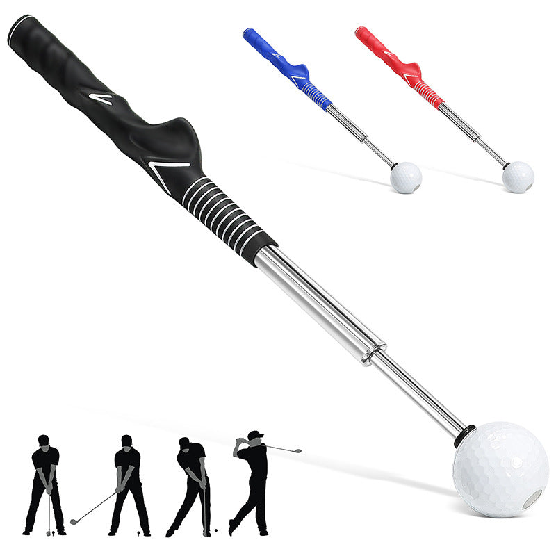 Dark Blue Pro Golf Swing Trainer - Extendable with Audible Click & Corrective Grip Aid