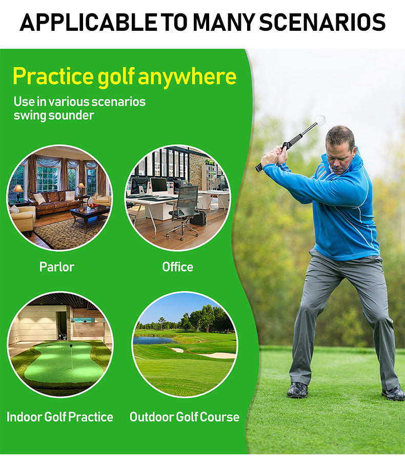 Dark Blue Pro Golf Swing Trainer - Extendable with Audible Click & Corrective Grip Aid